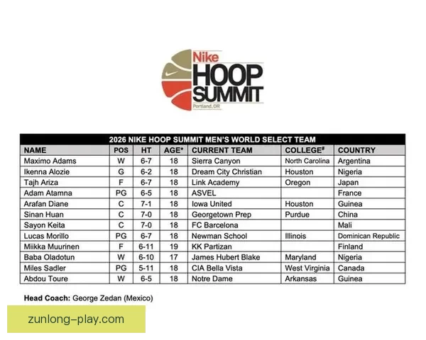 郇斯楠与阿里扎儿子双双入选篮球峰会国际队四月十二日开赛